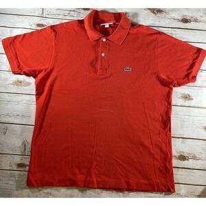 Lacoste‎ Classic Fit Polo Shirt Men's Size Large Orange Short Sleeve Cotton Tee